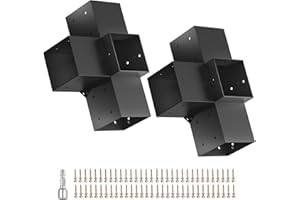 Tocretoare Pergola Kit, Woodworks Pergola Brackets 6" x 6" (Actual: 5.5x5.5 Inch), 2 Pack 4-Way Right Angle Corner Brackets, Powder-Coated Pergola Hardware, for Lumber Pergola Gazebo