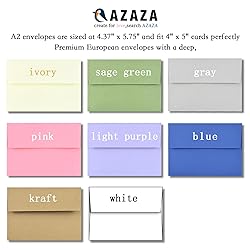 50 Pack A2 Envelopes for Invitations,4.37x5.75