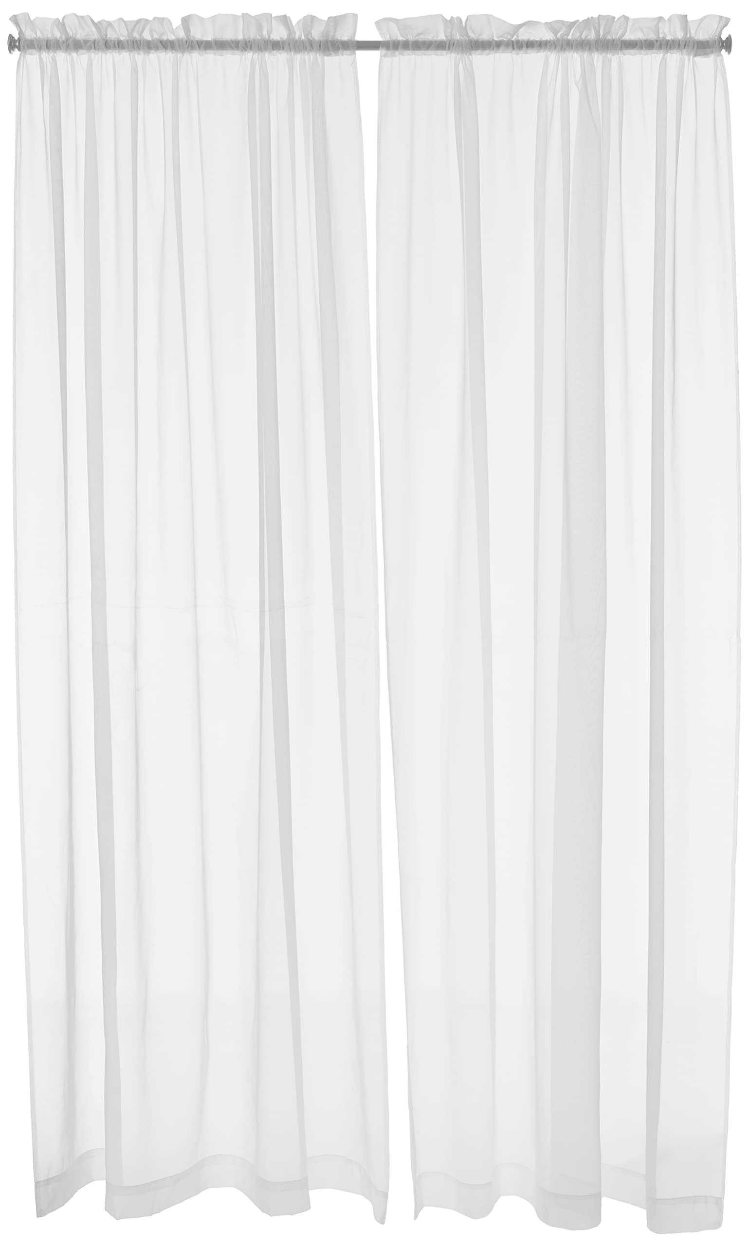 Pairs to Go 118"" Light Filtering Double Rod Pocket Window Panel Curtain Living Room, Polyester, White, 59" W x 95" L (Pack of 2)