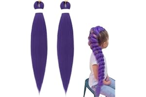 Purple Braiding Hair,2Pcs Hair Extensions For Braids,Girls Long Purple Braid Costume Cosplay Wigs,Halloween Costume Cosplay A