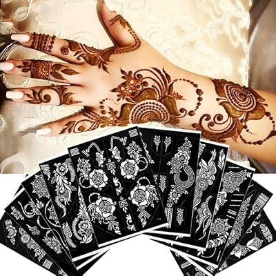 XMASIR 10 Sheets Tattoo Stencils Hand Arm Temporary Templates 25x18 cm