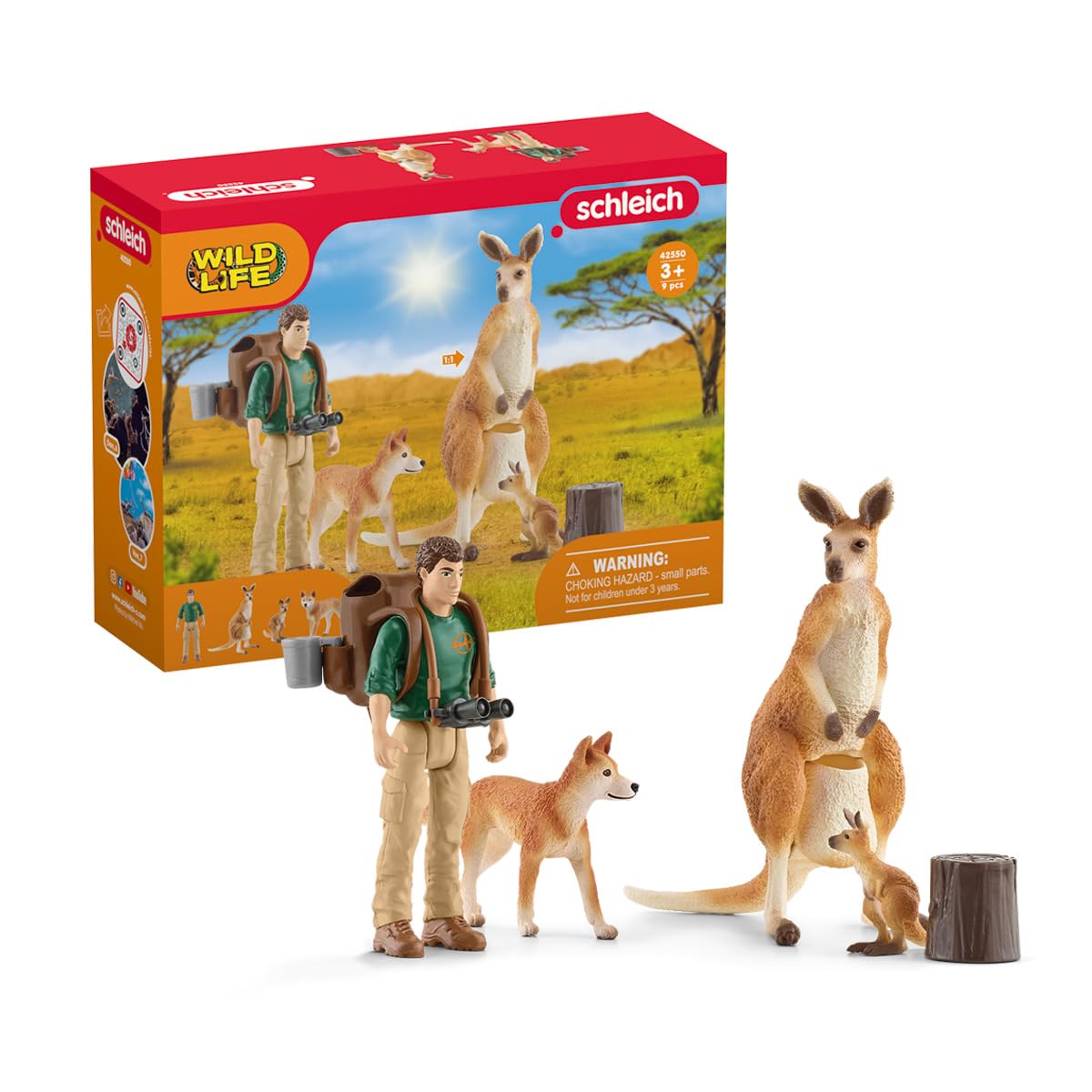 SCHLEICH Wild Life 9-Piece Australian Animal Toy Playset for Boys and Girls Ages 3+, Outback Adventure with Kangaroo Toys