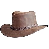 American Hat Makers Crusher Leather Cowboy Hat | Premium Crushable Outback Hat | Handcrafted & Durable for Travel