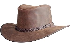 American Hat Makers Crusher Leather Cowboy Hat | Premium Crushable Outback Hat | Handcrafted & Durable for Travel