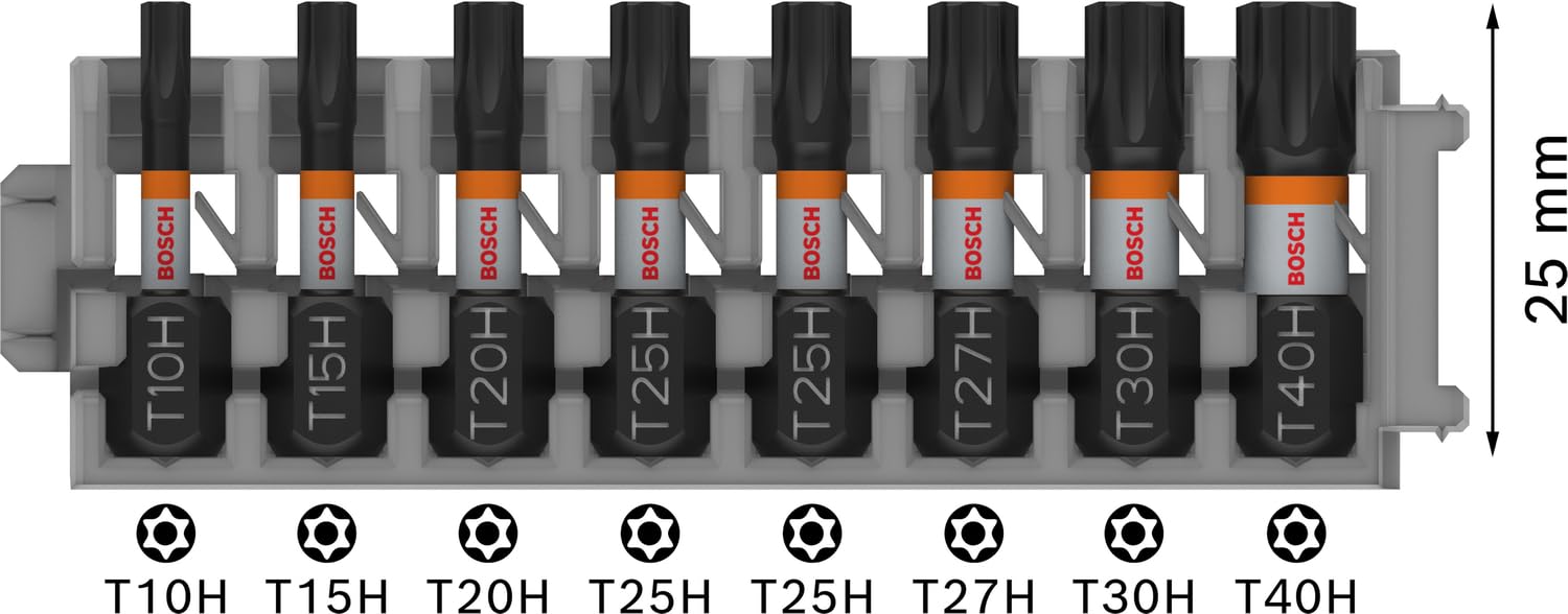 Bosch 8x PRO Torx Security Impact Bit (170 x 70 mm, Professional Zubehör Schraubendreher, Schraubendreher) 3