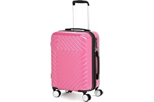 Amazon Basics 21" Hardside Carry-On Luggage with TSA Lock, Hardshell Suitcase With Wheels, Expandable For 25% More Capacity, With Scratch-Resistant Geometric Surface, 4 Multi-directional Wheels, Pink