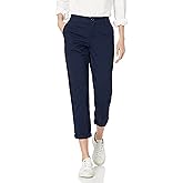Amazon Essentials Women's Mid-Rise Slim-Fit Stretchy Cropped Tapered Leg Khaki Pants (Available in Plus Size)