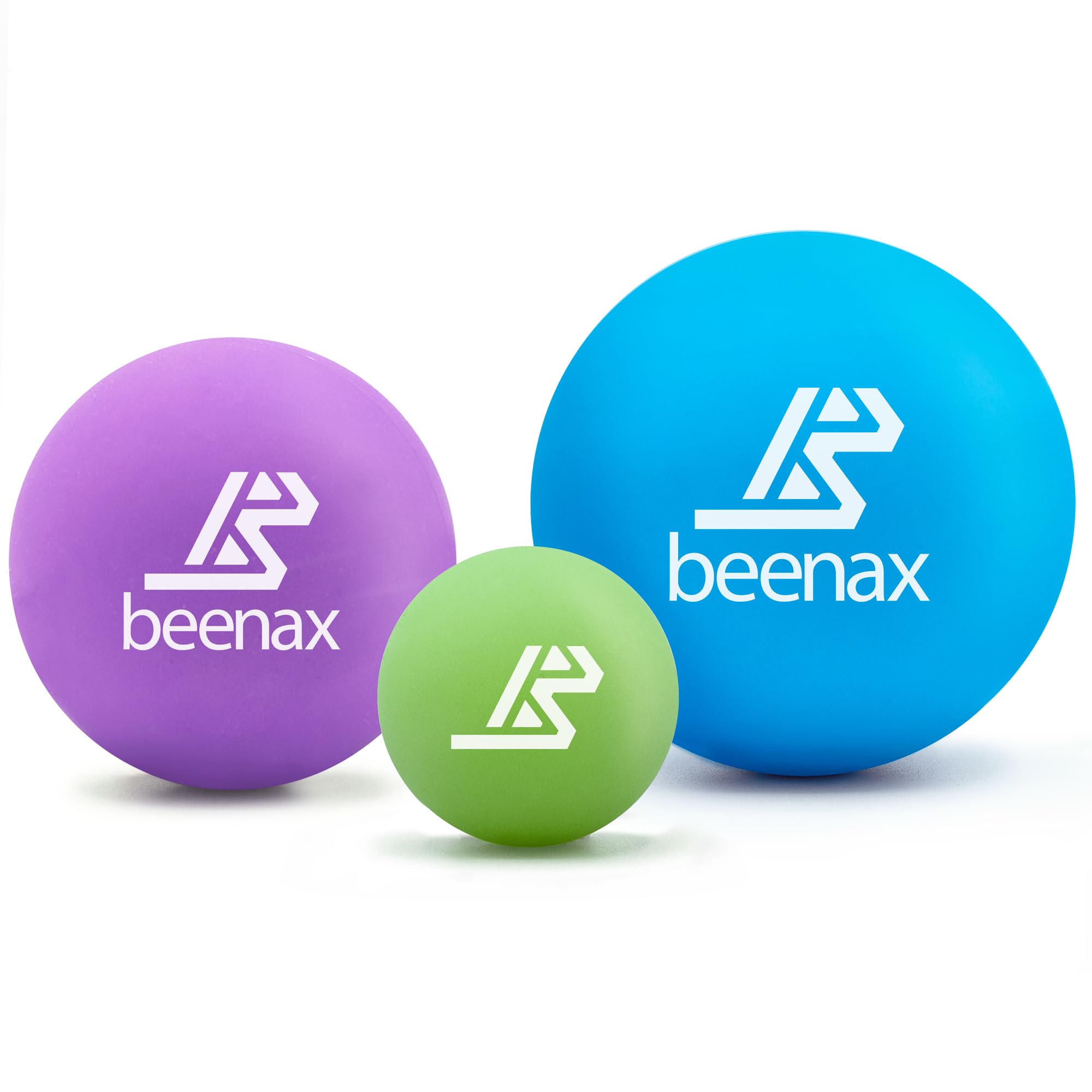 Beenax Lacrosse Massage Ball (Set of 3) - Trigger Point, Myofascial Release, Plantar Fasciitis, Deep Tissue, Yoga, Pilates, Rehab, Physio - Shoulders, Neck, Back, Foot, Body