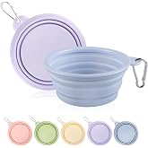 Collapsible Dog Bowls 2-Pack, Portable Travel Dog Bowl with Carabiner, Food-Grade Silicone Pet Bowl for Hiking, Walking (Maca