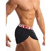 MIZOK Men's Slit Side Bodybuilding Shorts Breathable Mesh Workout Yoga Short