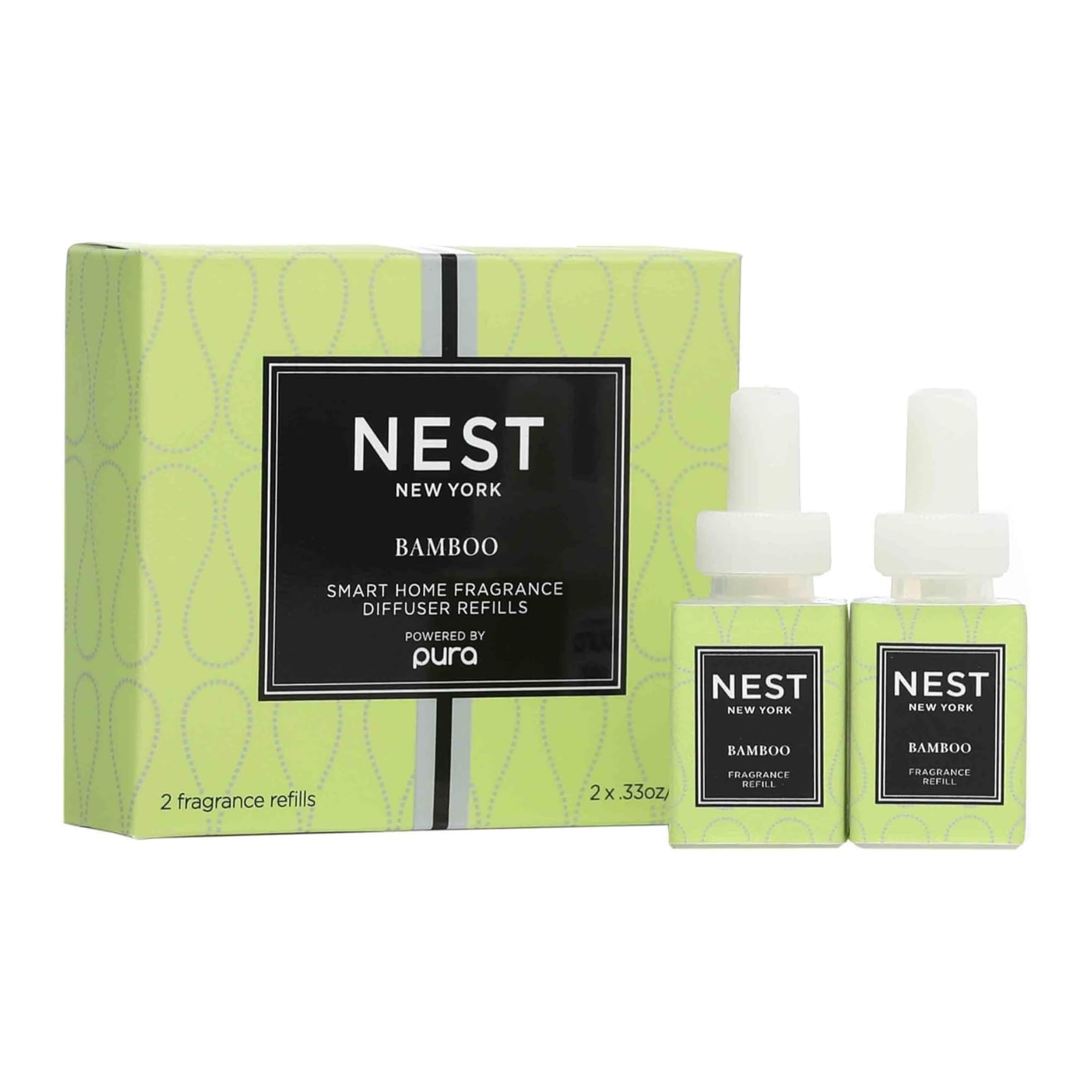 NEST New York Smart Home Fragrance Diffuser Refill Smart Vials, Bamboo - Set of 2 - Designed for NEST x Pura 3 and NEST x Pura 4 Diffusers - Cruelty Free, Vegan