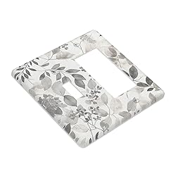 Outlet Covers Gray White Botanical Leaves Flower
