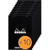 RHODIA 16559C - Stapled Notepad Dot pad N&deg;16 Black - A5 - Dot Dotted - 80 Detachable Sheets - White Clairefontaine Paper 80 g/m&sup2; - Coated Card Cover - Pack of 10 pads