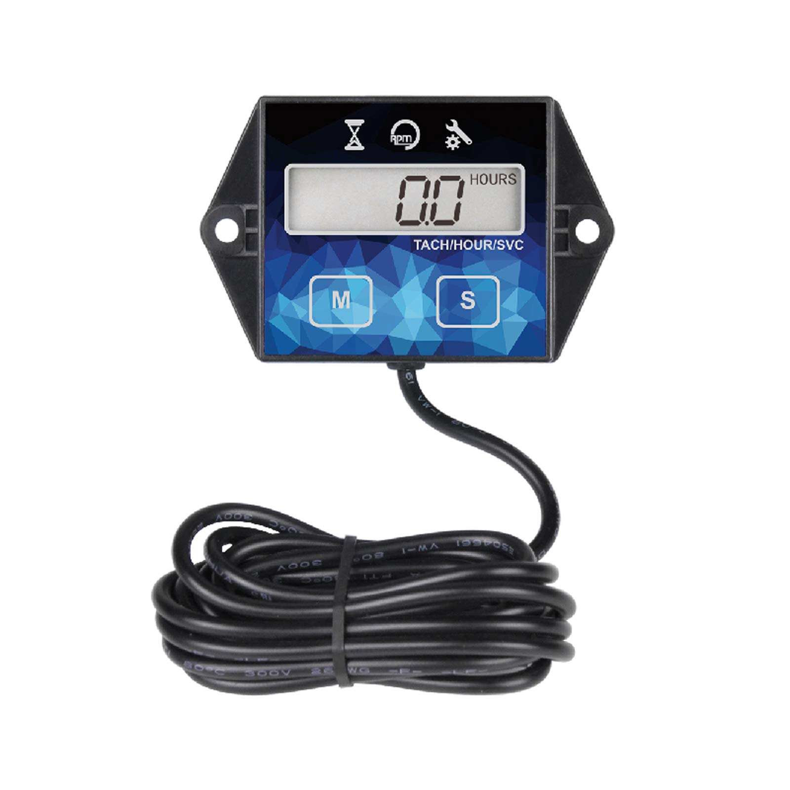 Jayron JR-HM011F Self Powered Digital Tachometer Hour Meter,Resettable TOT Hours,Countdown Programmable Maintenance Reminder,Shutdown,Battery Replaceable,Use for Lawn Mower Outdoor Power Equipment