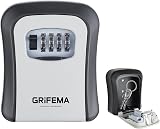 GRIFEMA Key Safe Wall Mounted 4 Digit Code Outdoor Lock Box Gray GA1003-1