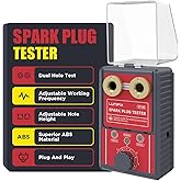 Spark Plug Tester Dual-Hole Spark Tester 0~6000rpm Adjustable Frequency Ignition Coil Tester with Protective Cover&Indicator 