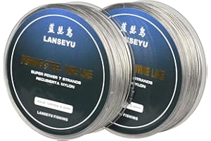 LANSEYU 100M 33LB Fishing Steel Wire Fishing Lines max Power 7 Strands Super Soft Wire Lines Cover with Plastic Waterproof Diameter 0.6mm