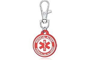 YOTHIWAD Medical Alert Keychain for Women Men,Medical ID keychain with Free Laser Engraving Red Light Suitable for Bags Cloth