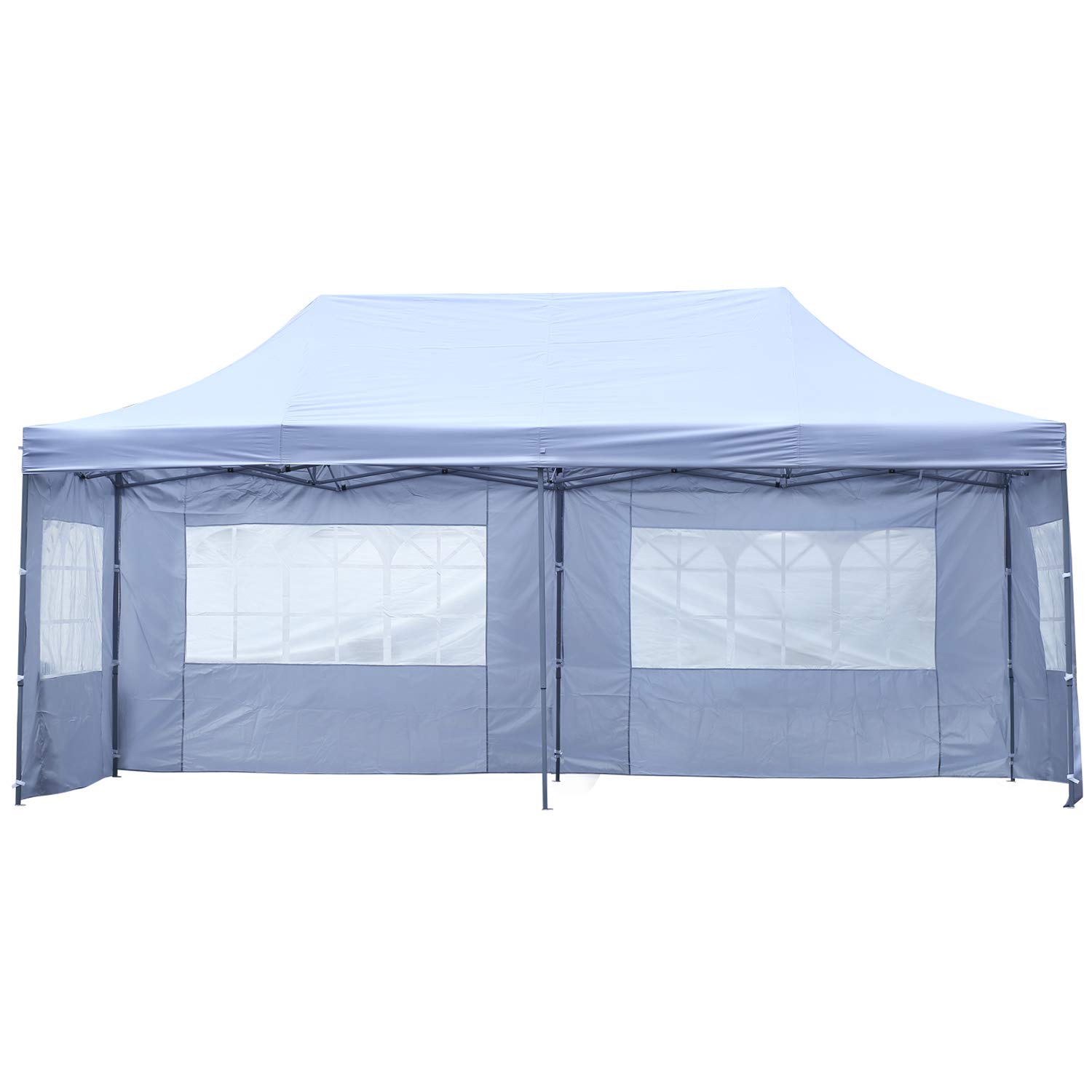 ( 14x14.57x8.6h inch ) Outdoor Basic 10x20 Ft Wedding Party Canopy Tent Pop up Instant Gazebo with Removable Sidewalls and Windows (White 4 Walls)