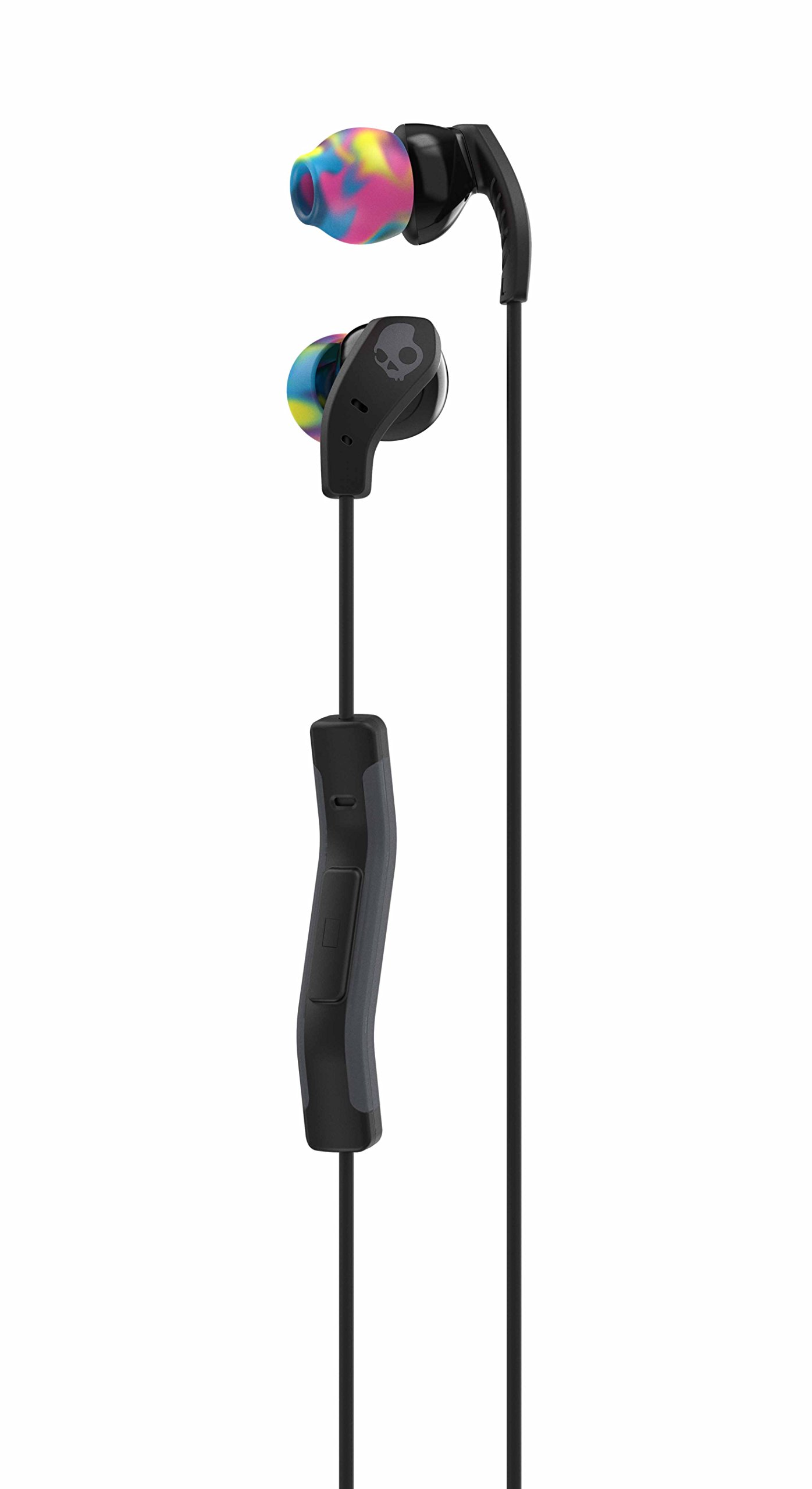 Skullcandy Method Sweat Resistant Sport Earbud with In-Line Microphone and Remote, Lightweight and Secure In-Ear Fit for Running and Exercise, Cable Management Clip for Workouts, Black/Swirl/Cool Gray