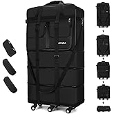 Gloyuda 130L Expandable Luggage, 40 Inch Suitcase with Wheels, Collapsible Luggage with Wheels, Rolling Duffle Bag with wheels, Foldable Suitcasewith2Handle Wrap 2Fixing Straps 1Shoulder Strap (Black)