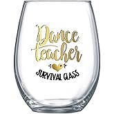 Funny Dance Teacher Instructor Gifts for Women Large Stemless Wine Glass Glitter Design for Her 0065