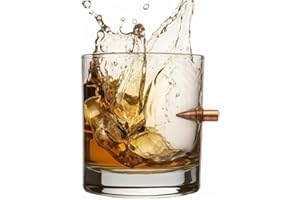 Two Pack Whiskey Glass with Real .308 Bullet - 10oz - Made with Lead Free Glass & Precision, Gift for Father's Day Party Glas