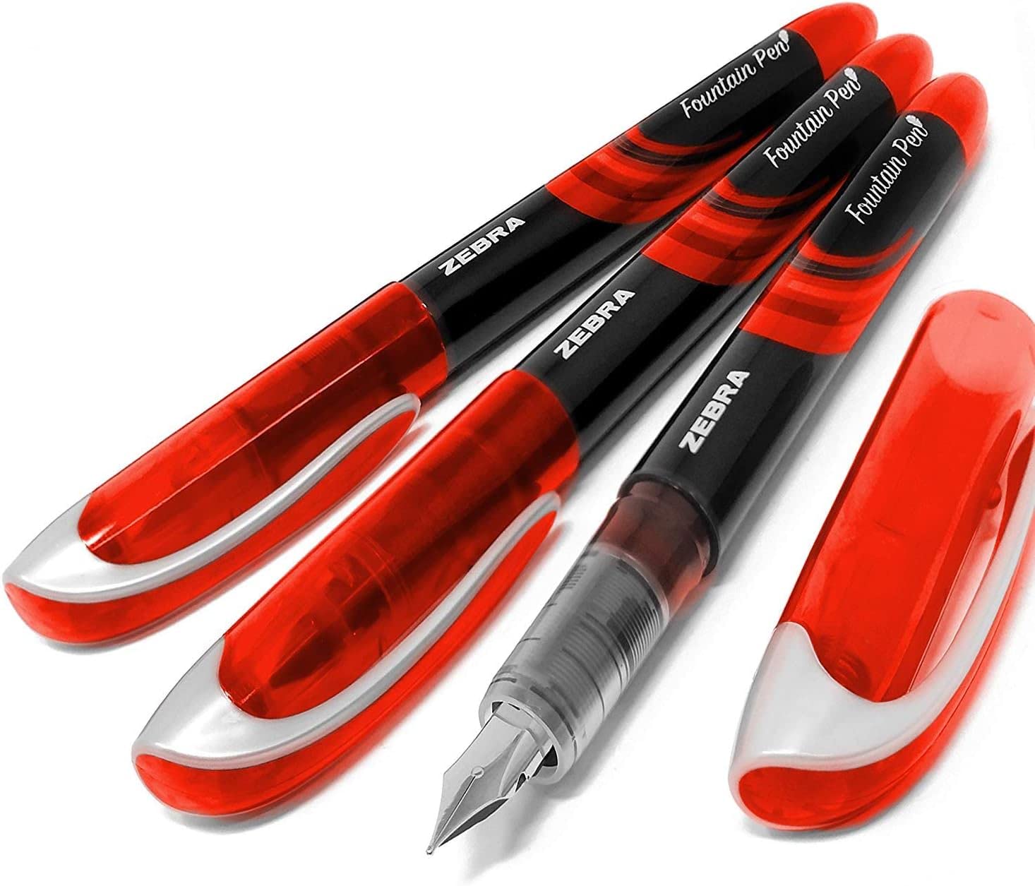 Zebra Fuente - Disposable Fountain Pen - 1.0mm Fine Nib 0.6mm Line Width - Red Ink (3)