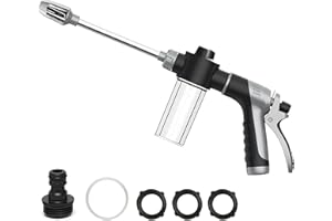 AJIUSIR High Pressure Soap Sprayer for Garden Hose, Foam Gun Car Wash Sprayer with 3.5oz/100cc Plastic Soap Dispenser Bottle, Adjustable Nozzle for Gardening, Solar Panel Cleaning, Pet Showering (Grey)