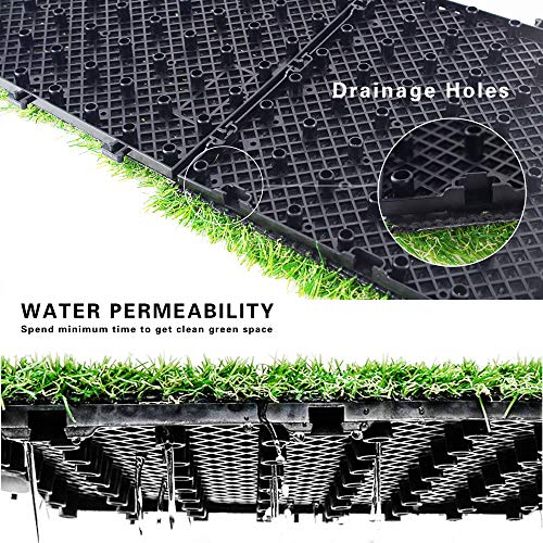 ZEGNEER Interlocking Artificial Grass Tiles 12''x12'' (9 PCS), Outdoor