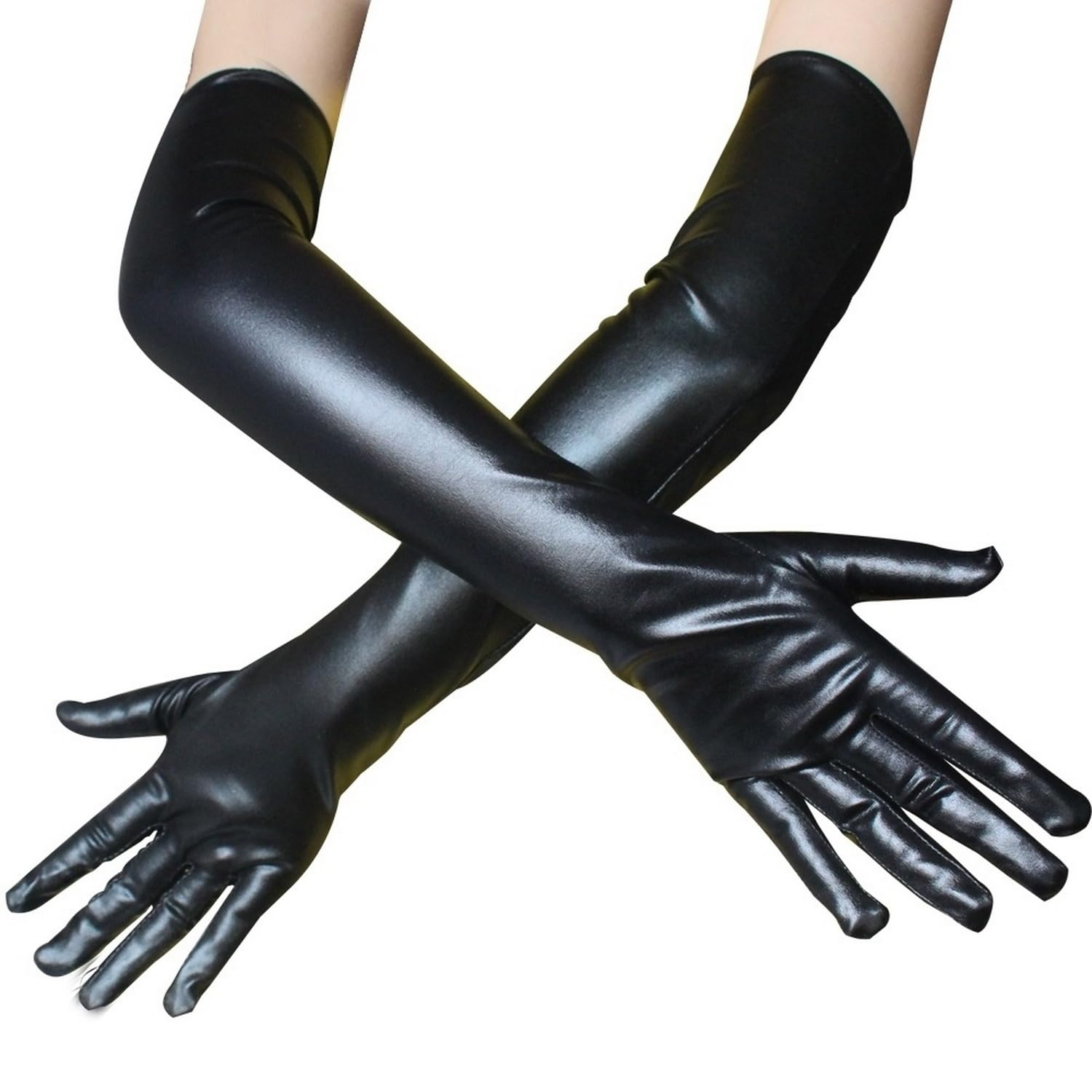 Sihaby Long Patent Leather Gloves,Women Opera Gloves,Fashion Gloves for Costume Dance Halloween Evening Party — image 1