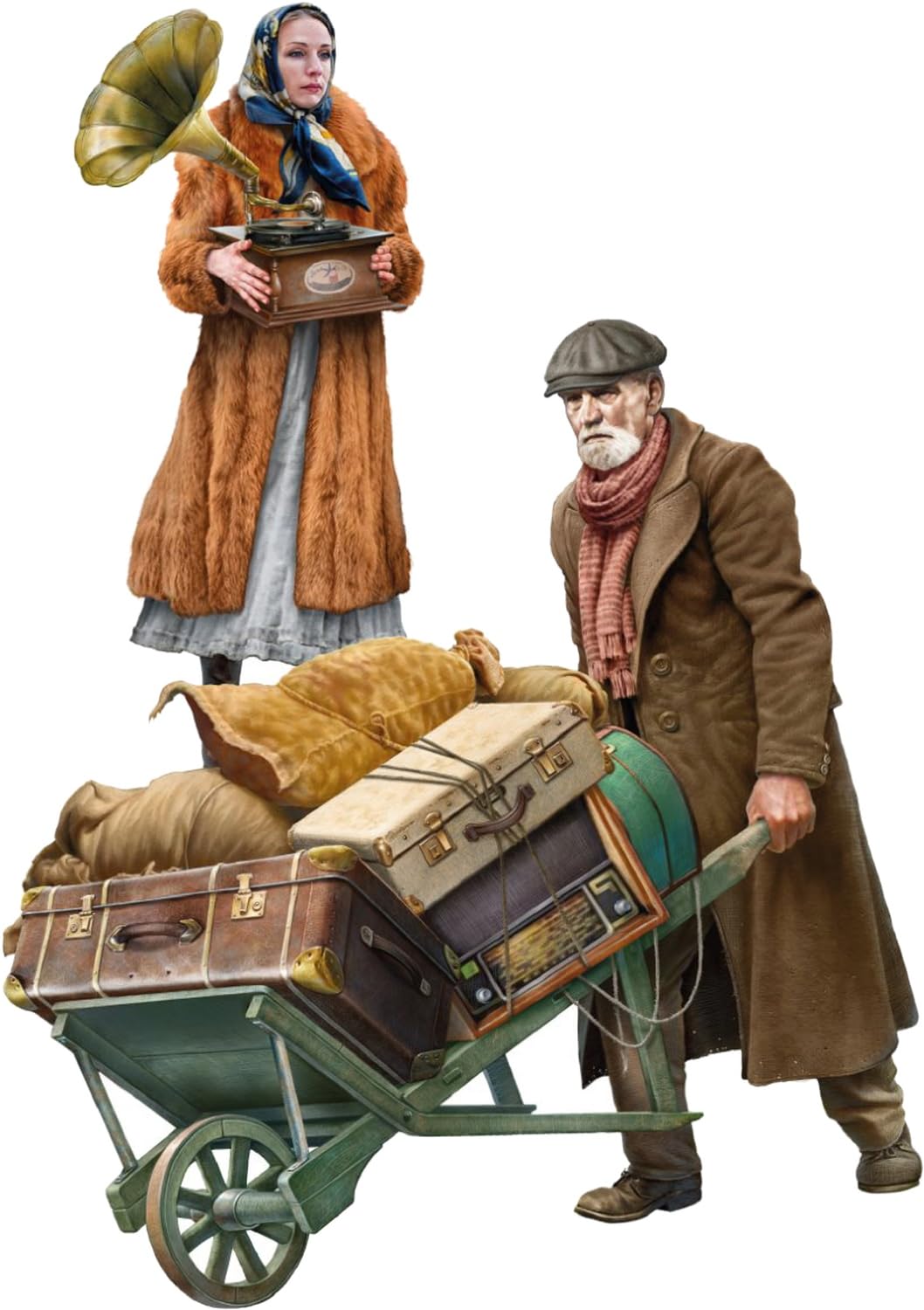 Miniart 1:35 - Refugees, Chandlers Family, Molded Color