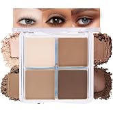 evpct Nude Brown Matte Powder Eyeshadow Quad Palette, Light Nude Pink Natural Dark Brown Matte Smoky High Pigmented Mini Eye Shadow Palette Makeup for Women, Waterproof Smudge Proof Vegan Cruelty-free