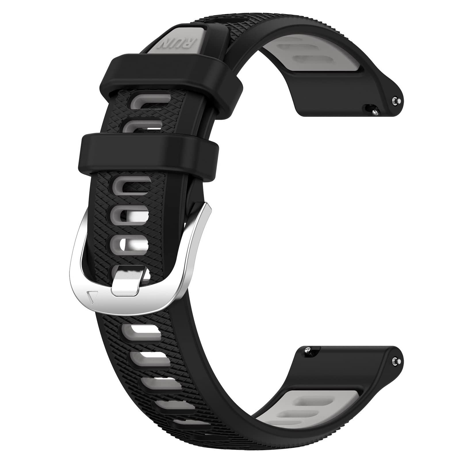 LOKEKE for Garmin Forerunner 265S Replacement Wrist Band - 18mm Replacement Silicone Wrist Band Strap For Garmin Forerunner 265S/255S/255S Music/Venu 2S(Silicone Black + Grey)