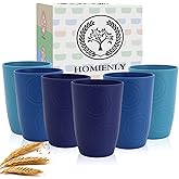 Homienly Wheat Straw Cups 16oz,Unbreakable Cups-6 PCS Freezer and Dishwasher Safe Cups for outdoor gatherings,Picnic,Travel-Blue Sky