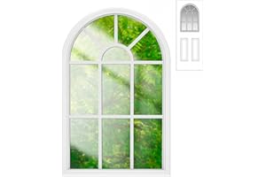 Pushglossy 22" x 36" Entry Door Glass Insert Round Top White Exterior Door Frame Window Inserts Replacement Kit with Low-e Clear Glass for Home Improvement(11 Lite External Grids)