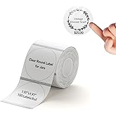 NIIMBOT B1 Label Maker Tape 50×50mm Transparent Label Paper Compatible for NIIMBOT B1 B21, Thermal Sticker Paper 1.9'' x 1.97'' Waterproof Labeling Tape Replacement 150 Labels/Roll, Round
