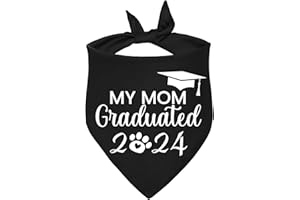 STMK Dog Graduation Bandana, Graduation Dog Bandana Outfit Graduation Gift for Small Medium Large Dogs (Black, My Mom Graduated)