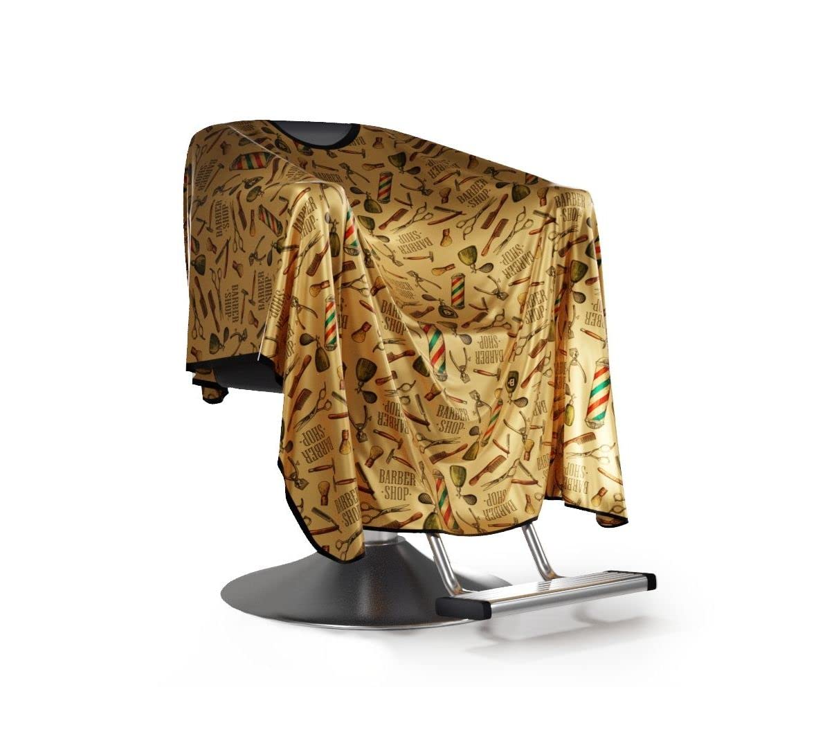 Golden Satin Hairdressing Cape, Original Barbermood Barber Cape, Professional Hair Design Salon Cape, Hairdressing Cape, Hairdressing Supplies, 138 cm x 158 cm, Adjustable, Washable, gold