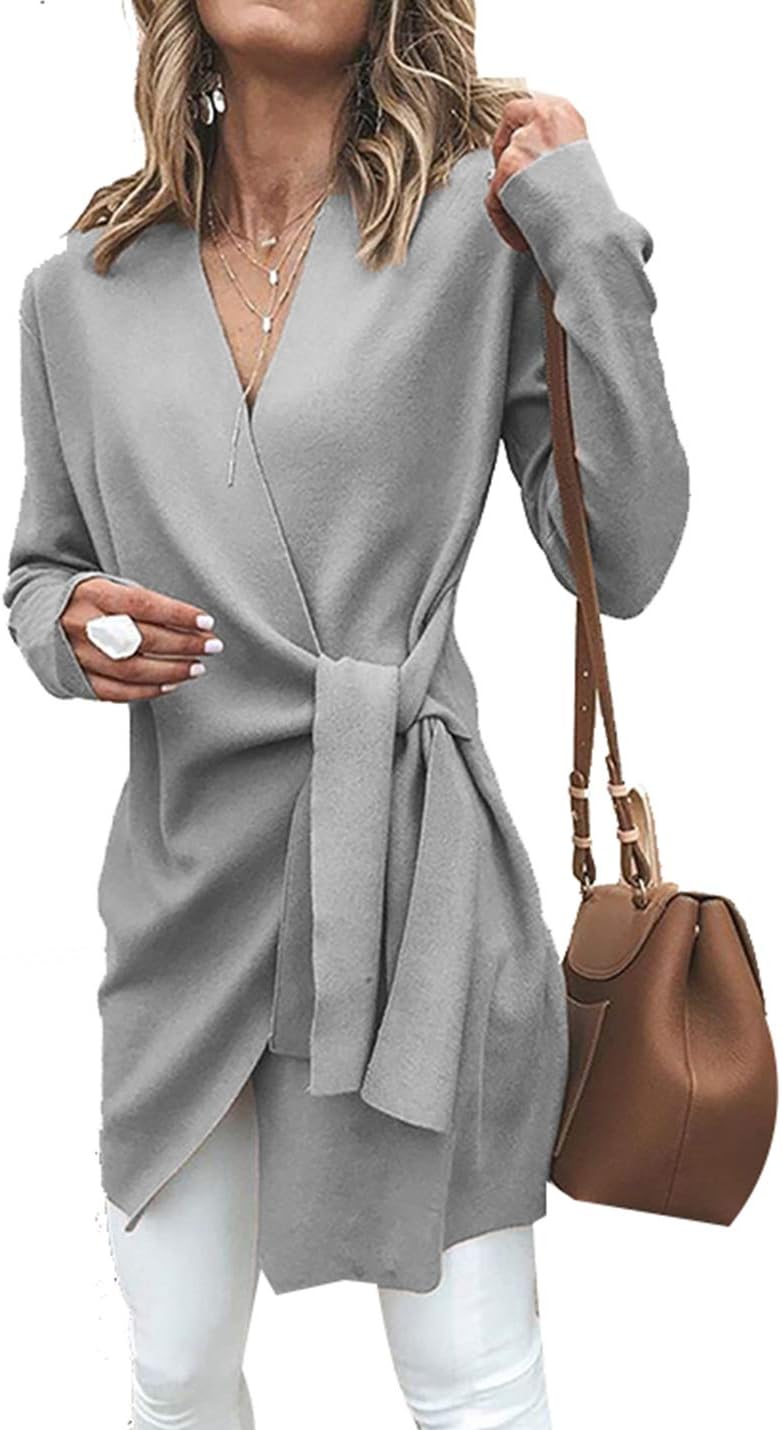 Naliha Women Trenchcoat Overalls Long Sleeve Casual Wrap Trench Coat Outerwear