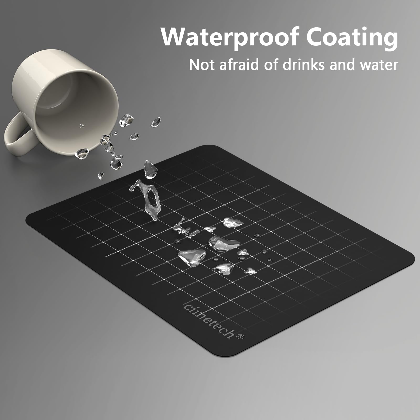 cimetech Mauspad 230 x 180 x 1 mm Gaming Mousepad für alle Maustypen (Kugel, Optisch, Laser) mit stark haftender Unterseite für optimalen Halt Wasserdicht Mausmatte Schwarz 7