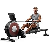 Merach Q1S Magnetic Rowing Machine Indoor, Dual Slide Rail, Quiet &amp; Smooth | 16 Levels Auto Electromagnetic Resistance, Max 350 lbs Capacity, 30-Min Assembly, Ergonomic Seat, Multi-App Support