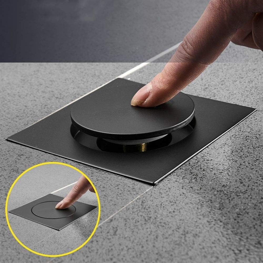 LJQLXJ Siphon de Sol Drain de Plancher Laiton Carré Pop Up Drain de PlancherCouvercle de