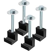 Tamirey 4PCS Black Aluminum J Hook Tie Downs &ndash; Truck Toolbox Mounting Kit &ndash; Pickup Bed Tool Box Tie Down Clamps with Hardware