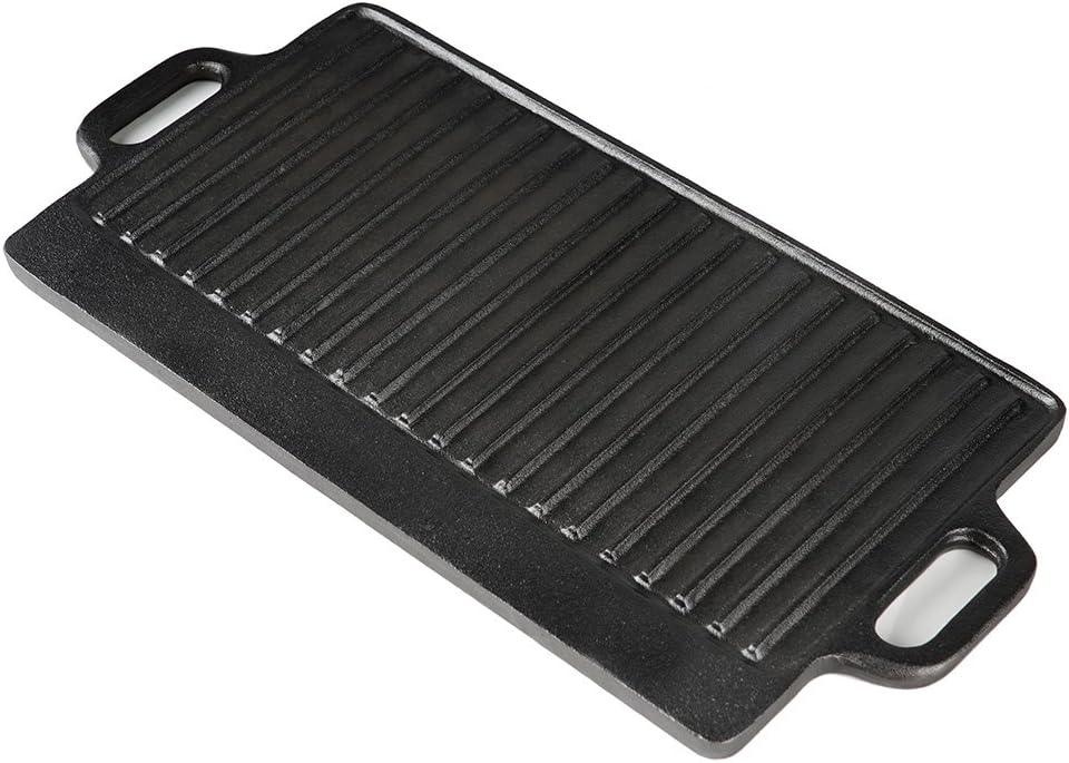 Pre-Seasoned Reversible Cast Iron Double Square Grill Nonstick Griddle Grill Cookware Black