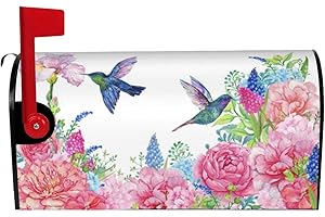 GIANLAIMA Hummingbird Beautiful Flower Spring Mailbox Magnetic Post Mailbox Cover Garden Decor Outdoor Large 25.5" X 21"