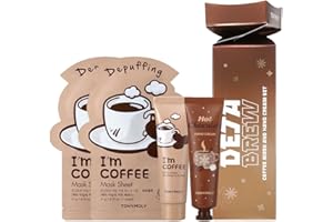 TONYMOLY Deja Brew 4-Piece K-Beauty Coffee Skincare Gift Set – 2 Sheet Masks, Coffee Wash-Off Mask, Hot Chocolate Hand Cream – Hydrating, Nourishing, Limited-Edition