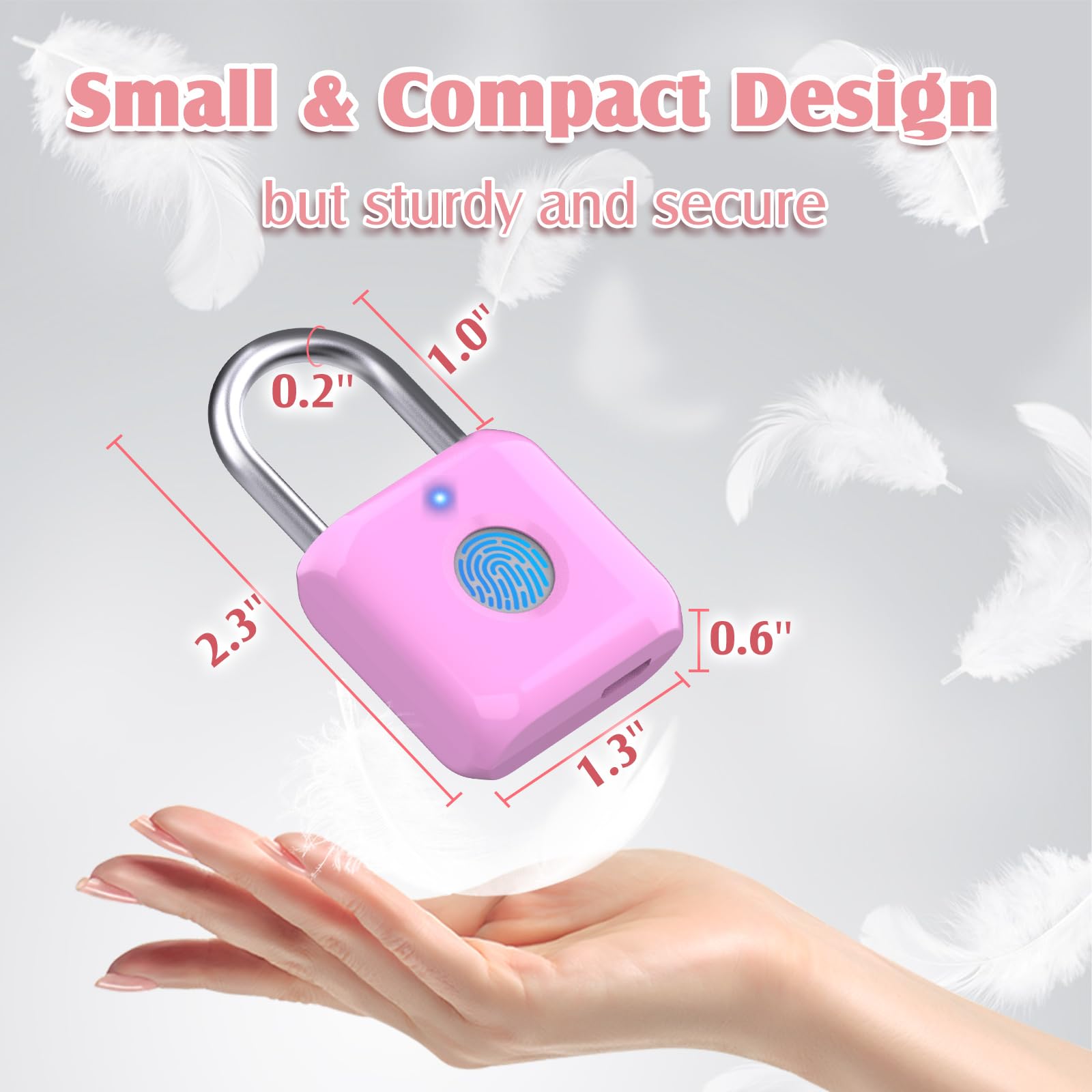 Pothunder Fingerprint Padlock, Locker Lock, Combination Lock, Fingerprint Lock with APP Unlock, USB Rechargeable, Suitable for Gym Locker, Door, Locker