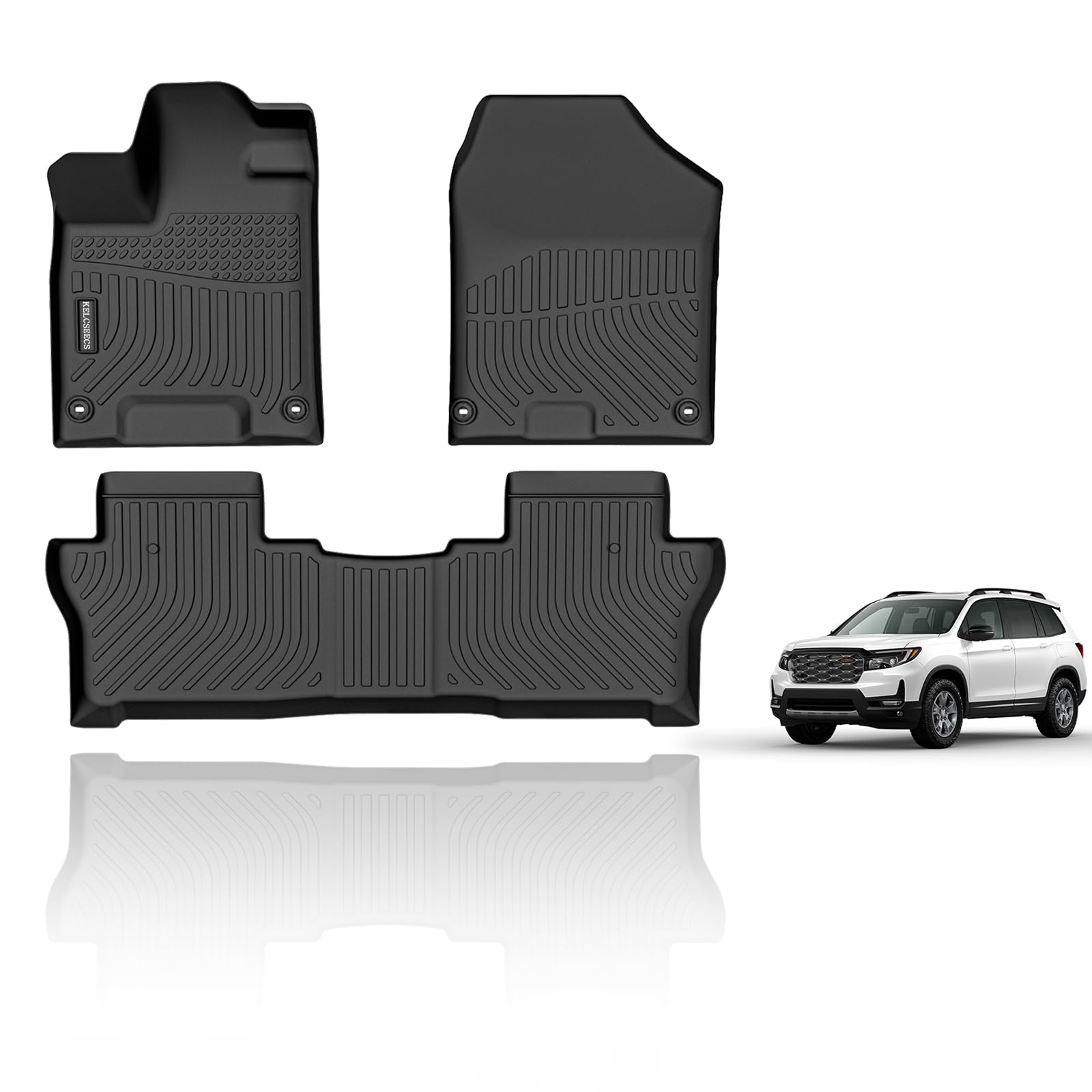 KELCSEECS® Floor Mats & Cargo Liner Custom for Honda Passport 2019-2025 All Weather Protection TPE Floor Liners Front & Rear Row Full Set Honda Passport Accessories Black Image KELCSEECS® Floor Mats & Cargo Liner Custom for Honda Passport 2019-2025 All Weather Protection TPE Floor Liners Front & Rear Row Full Set Honda Passport Accessories Black Image
