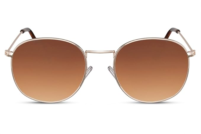 Cheapass Sonnebrille Rund John Lennon Gold Verspiegelt Retro Unisex